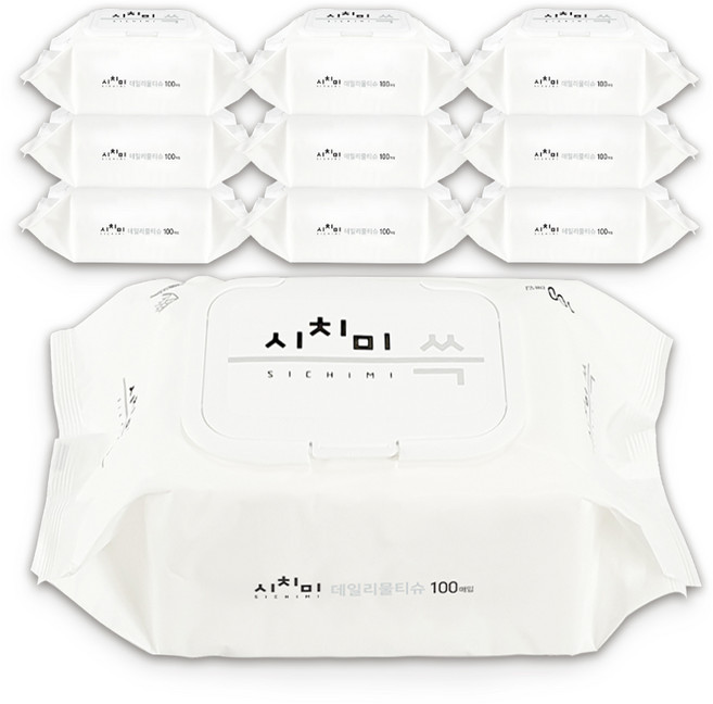 시치미 쓱 데일리 물티슈 캡형, 50g, 100개입, 10개