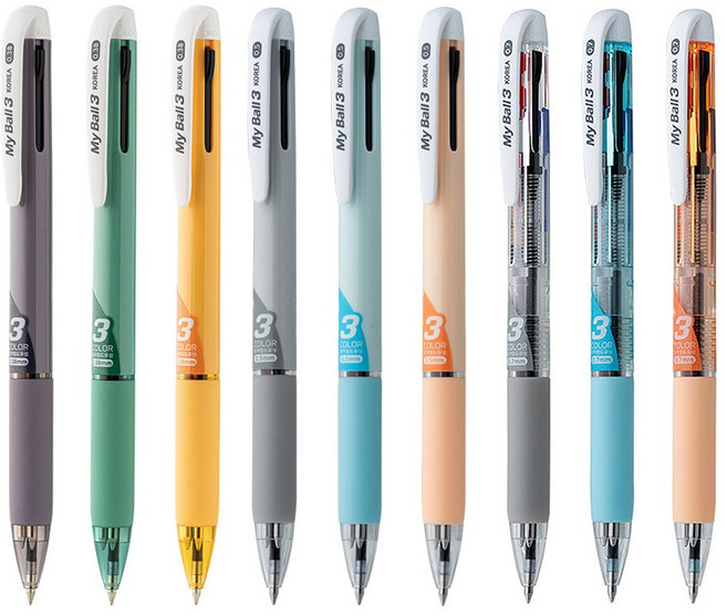 마이펜 마이볼 3색 볼펜 0.38 0.5 0.7 국내생산, 0.5mm 그레이, 2개