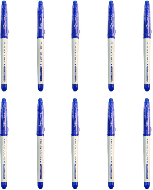 PILOT 파일로트 열펜 아이롱펜 열사인펜 열에 지워지는 펜 아이론펜 프릭션컬러즈 (사인펜타입) 8컬러 1박스, 블루, 10개
