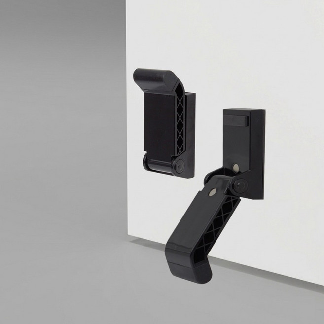 국산 존버 도어스토퍼 무타공 반자동 현관 말발굽 도어 스토퍼 하이브리드 자석 말굽, 블랙, 1개, 블랙