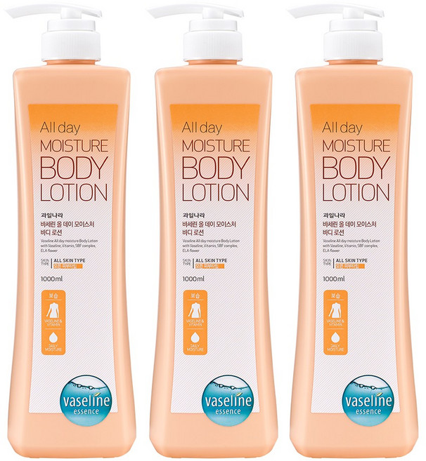 과일나라 바세린 올데이 모이스처 바디로션, 1L, 3개