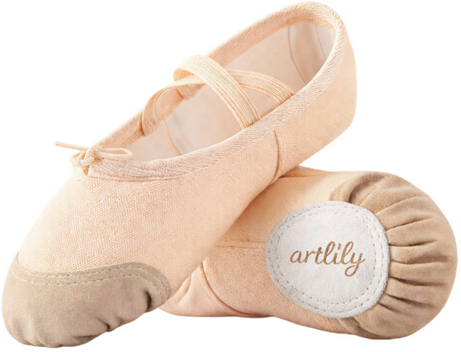 아트릴리 앞코 가죽 발레슈즈 끈조절 키즈 성인 공용 발레 연습화