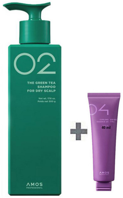 NEW 아모스 녹차실감 샴푸 (중건성용) 500ml + 휴대용 컬링 에센스 40ml(증정), 1개
