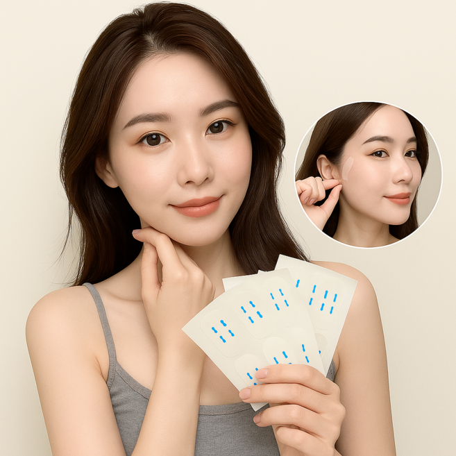 아즈몰 즉각 V라인 얼굴 리프팅 테이프 투명 페이스 슬리밍 스티커 탄력 리프팅 테이프, 1개, 60매 투명