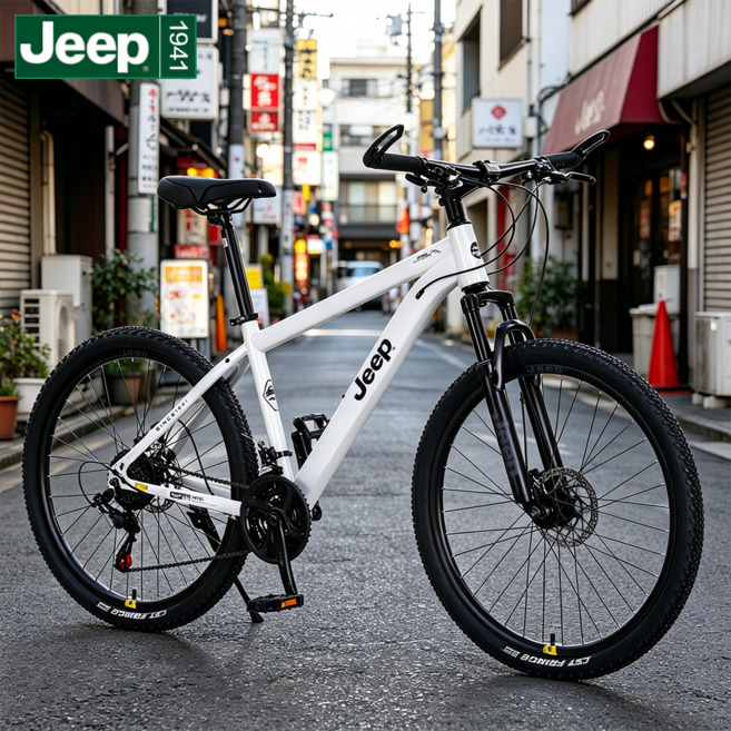 JEEP MTB 자전거 26/27.5인치 21단 디스크브레이크 입문용 산악자전거 PT860, 화이트, 26인치, 1개