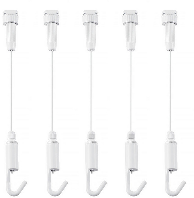 무타공 와이어 액자레일 천장 액자걸이, 화이트 중, 5개