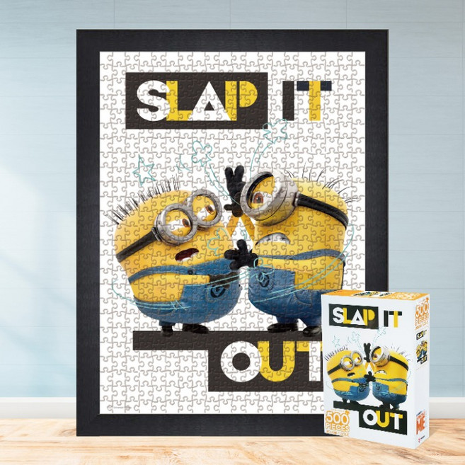 모두의취미 티격태격 500피스 미니언즈/슈퍼배드 직소퍼즐, 1개, 액자세트(우드블랙)