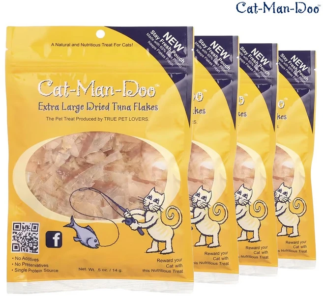 캣만두 대형 건조 참치 플레이크 캣 고양이용 간식 14g 4개 - 쿠팡