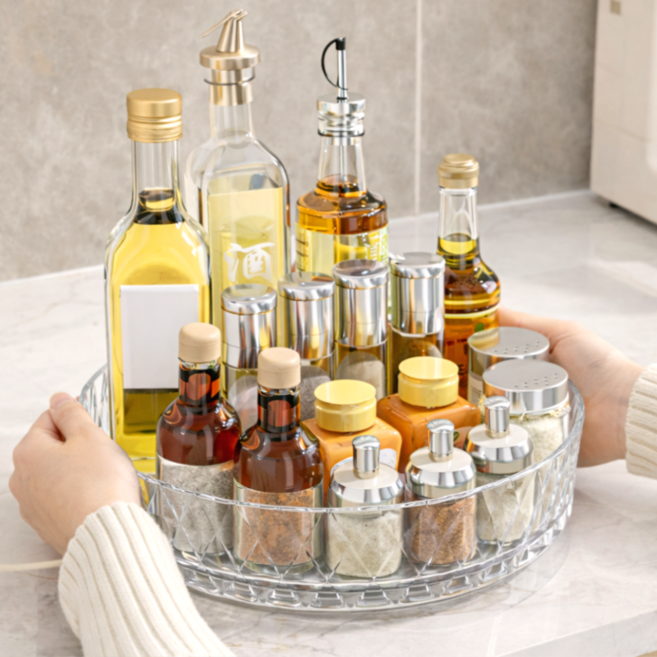 베픽스 한눈정리 회전 양념통 선반, 1개, 투명