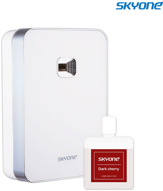 스카이원 방향제 자동 분사기 화이트 + 리필액, 1세트, 210ml, 다크체리