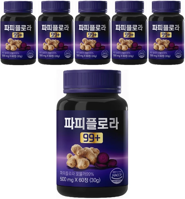 대용량 파피플로라 99+ 식약청 100% haccp 인증, 6개, 60정 - 쿠팡