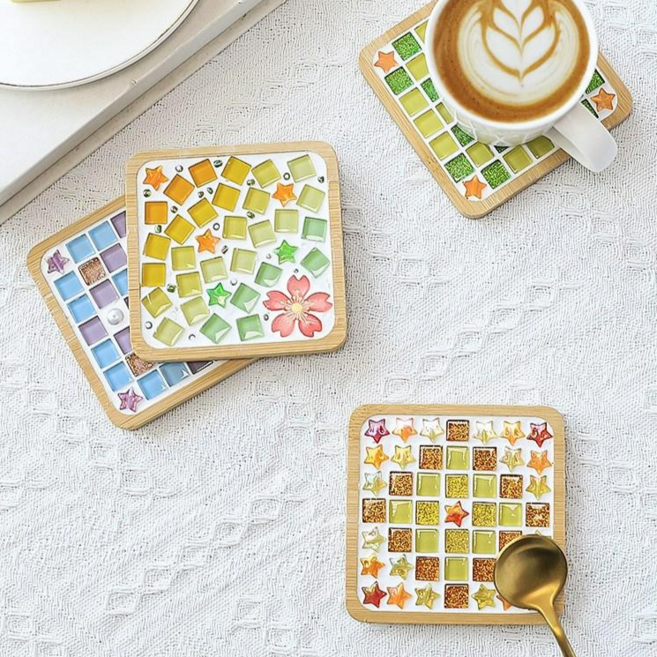 우드 타일 티코스터 만들기 세트, 바다