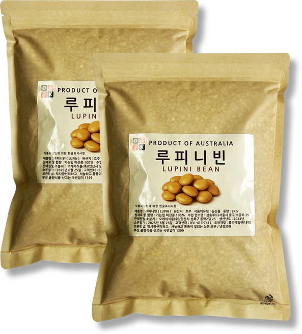 오케이 호주산 루피니빈 당뇨콩 루핀콩 저당콩, 2개, 2kg
