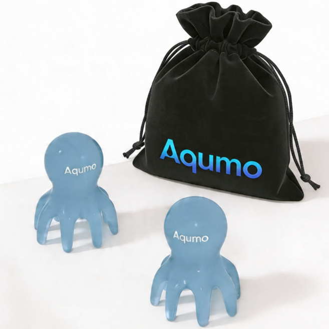 Aqumo 문어 두피 괄사 마사지기, 블루, 1세트
