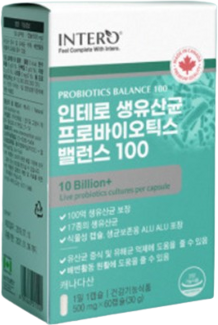 인테로 생유산균 프로바이오틱스 밸런스100, 60정, 9개