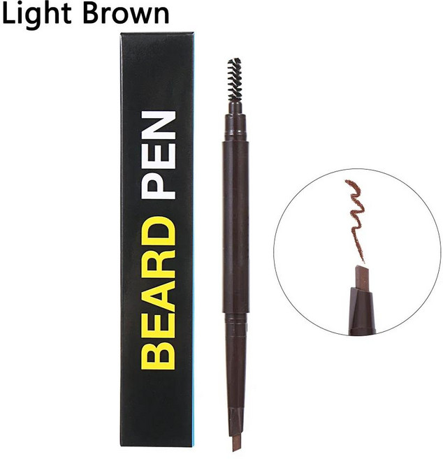 수염 펜 필러 및 브러시 증강 인자 착색 쉐이핑 도구 남자를위한 헤어, 1개, 2. light brown pen