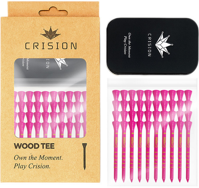 크리션 브리즈 골프티 골프티꽂이 높이조절, 40개, 레드&올리브