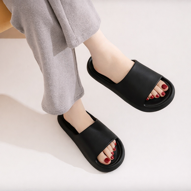 브루코 층간소음 EVA 거실화 실내화 실내 슬리퍼, 블랙, 1개