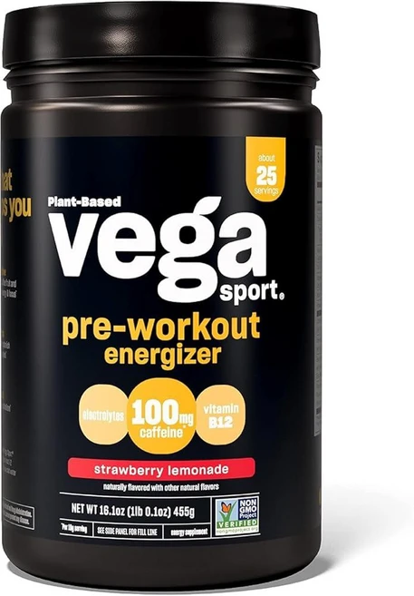 VEGA 베가 스포츠 프리-워크아웃 에너자이저 스트로베리 레모네이드맛 파우더 455g, Vega 베가 스포츠 프리-워크아웃 에너자이저 스트로베, 1개 - 쿠팡
