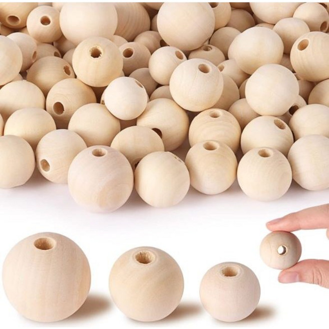 우드볼 DIY 공예 비즈 부자재 마크라메 재료 우드비즈 나무구슬, 20mm, 50개