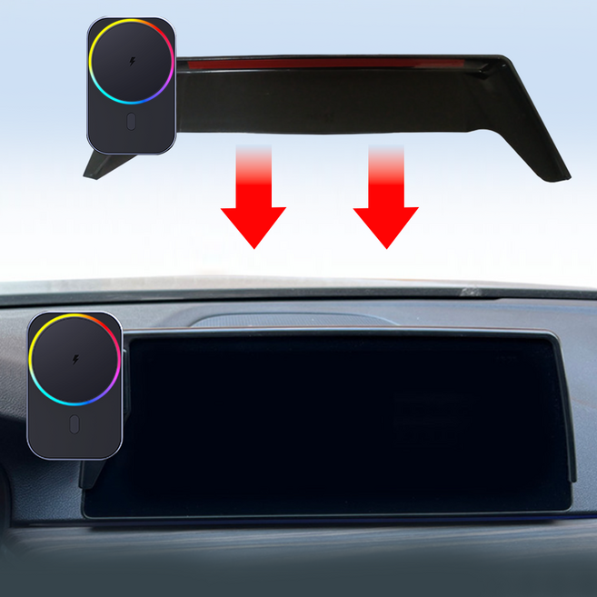 지시그니처 BMW 5시리즈 6GT 2017~20 맥세이프 핸드폰 쿨링팬 핸드폰 무선충전 거치대 S26-W15YS, 블랙, 1개