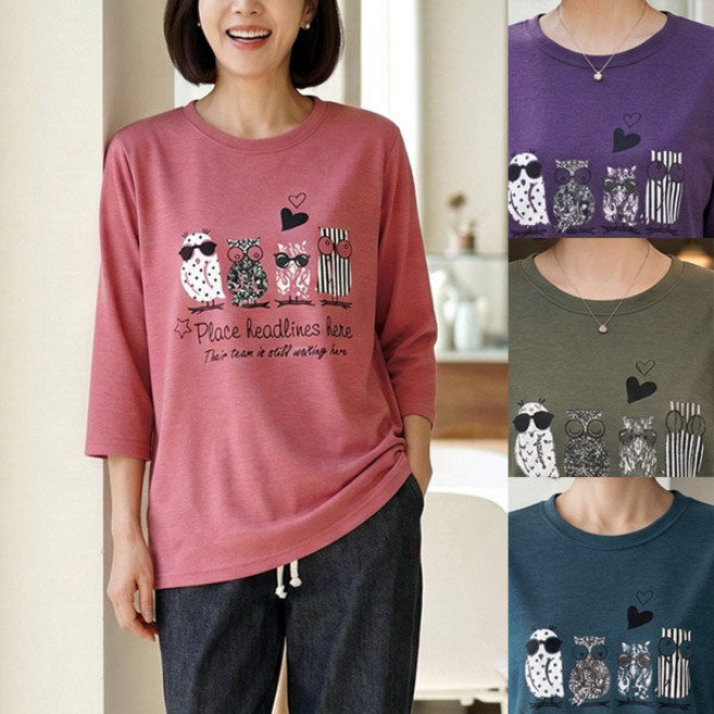 로즈맘 엄마옷 로즈맘 캐주얼부엉이티셔츠2