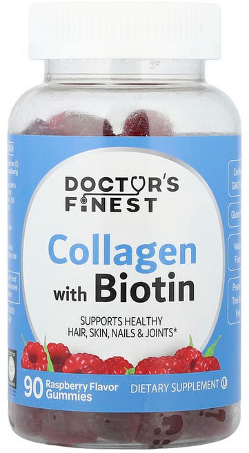 Doctor's Finest 비오틴 함유 콜라겐 구미젤리 라즈베리 맛 구미젤리 90개 Finest (닥터스 파이니스트), 1개, 90정