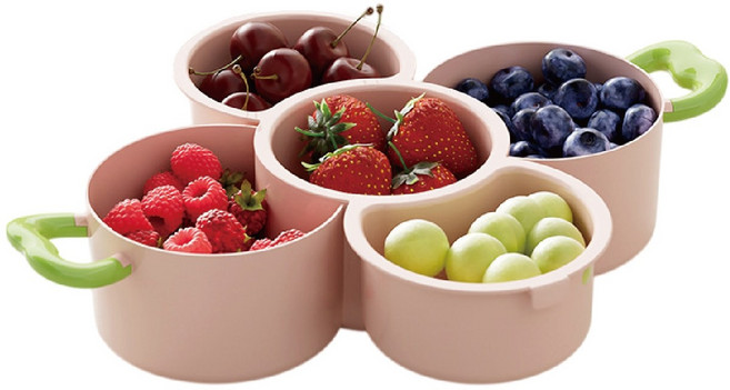 MUSI 3格可變5格, 懸浮水果瀝水籃-奶油粉, 1套