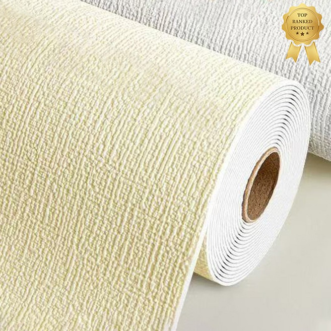 Fowod 대용량 롤 접착식 곰팡이 방지 벽지 내구성 좋은 고급 만능 풀바른벽지, 코튼옐로우