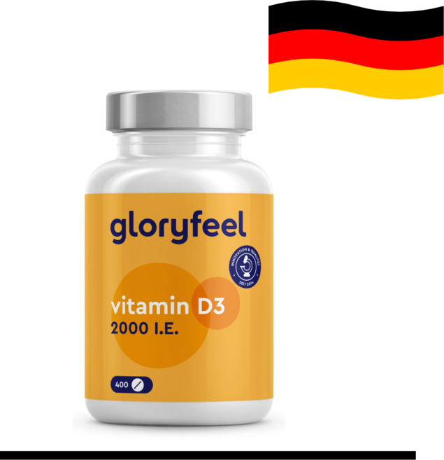 독일산 비타민 D3 2000IU 정제 뼈 근육 및 면역 체계를 위한 고용량 태양 비타민 400정1개, 1개, 400정