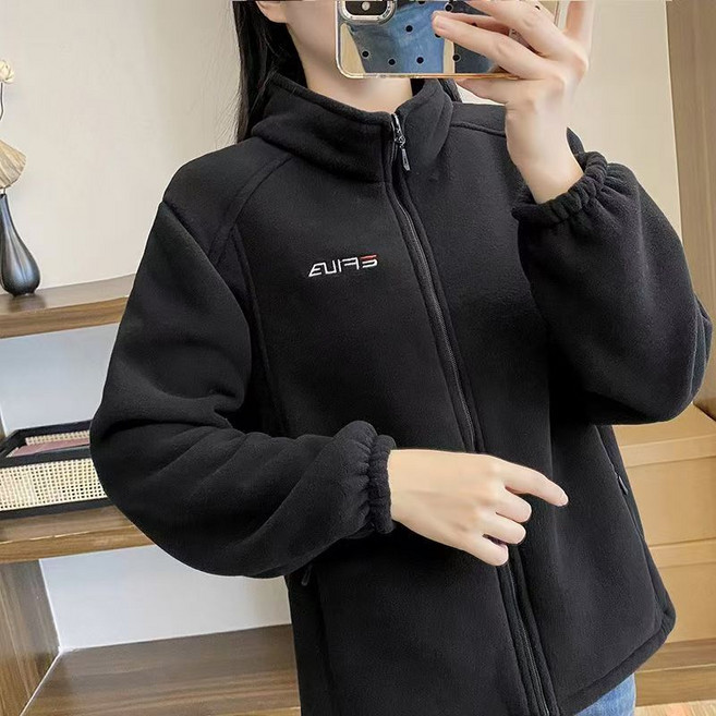 SELEAD 여성 플리스 집업 자켓 심플 후리스 점퍼 겨울용 방한 아우터 기모 점퍼