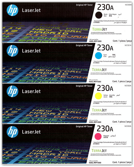 HP 정품토너 230A 4색 세트 W2300A W2301A W2302A W2303A, 1세트, 검정+파랑+노랑+빨강
