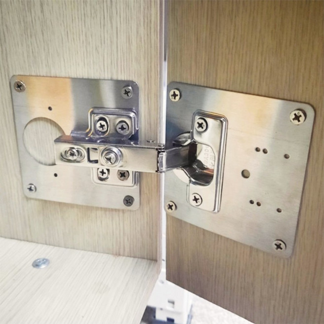 52LF 씽크대 문 댐퍼 경첩 수리세트 보강판x경첩 2개1세트, 단품, 1개