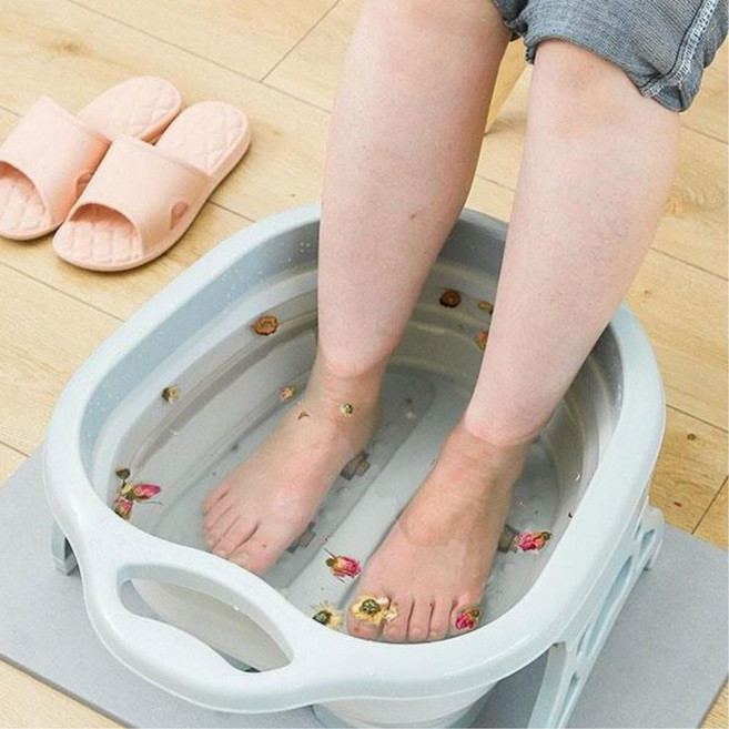 지압형 접이식 족욕기 부모님선물 족욕찜질기 발보온 발건강 발각질제거 발찜질기 엄마생신선물 발마사지용, 핑크, 핑크