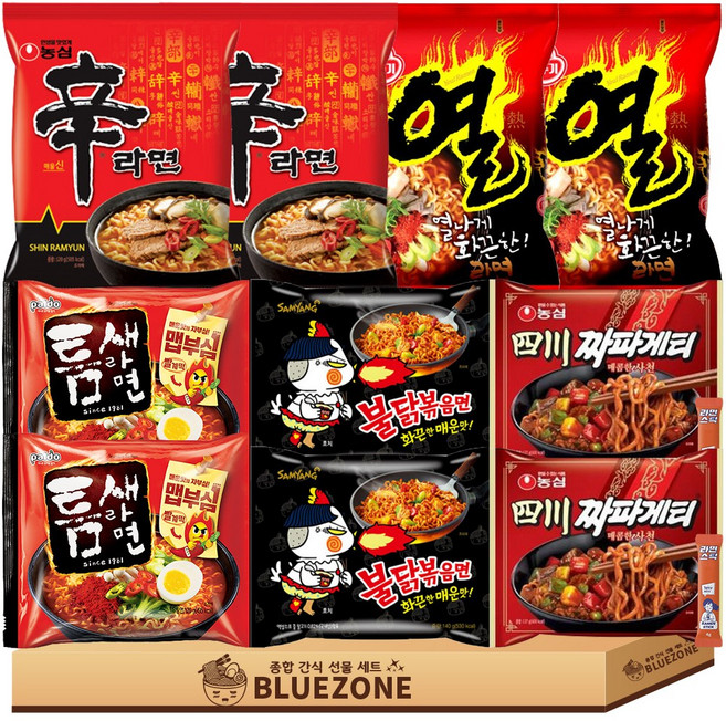 매콤 봉지라면 낱개 세트 신라면2 사천짜파게티2 틈새라면2 열라면2 불닭2 라면스틱2
