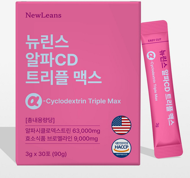 6위 - 알파CD 분말 식약청인증 100% HACCP 다이어트 뉴린스 알파cd 알파시클로덱스트린, 6박스, 90g