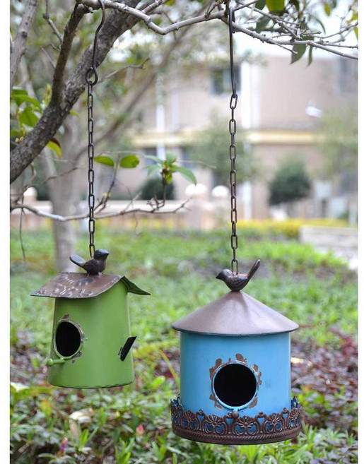 철제 새집 정원 장식 하우스 울타리 소품 장식품 앵무새 야외, 녹색, 1개