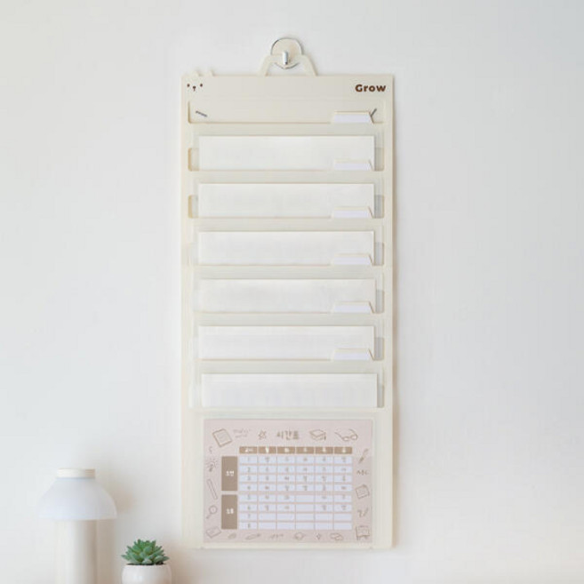 아트박스/오피스허브 NIVORY 슬라이딩 접이식 파일 8칸 포켓(벽면 걸이 가능), 크림