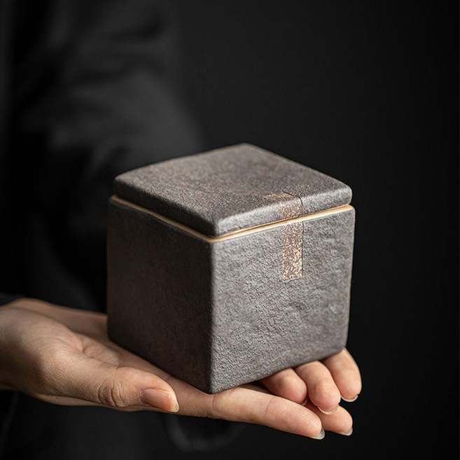 고급스러운 차잎보관함 전통 도예 습기방지 보이차/녹차 차통, 1개, 소형