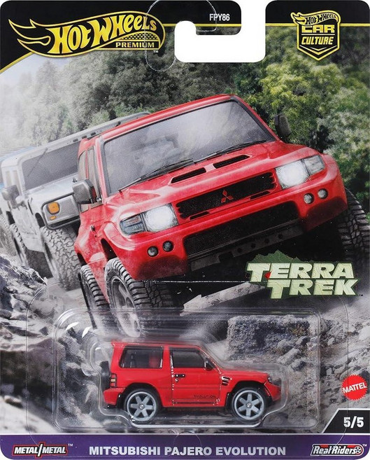 Hot Wheels 프리미엄 자동차 문화 수집용 장난감 자동차 1:64 스케일 다이캐스트 지프 글래디에이터 테라 트렉 차량 리얼 라이더 타이어 포함, 미쓰비시 파제로 에볼루션