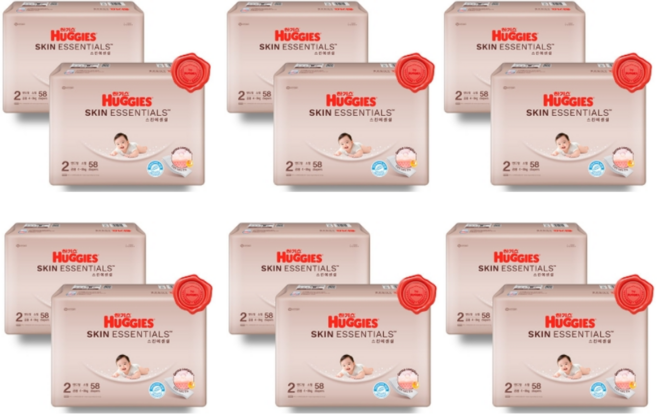 하기스 스킨에센셜 밴드형 기저귀, 2단계, 696매