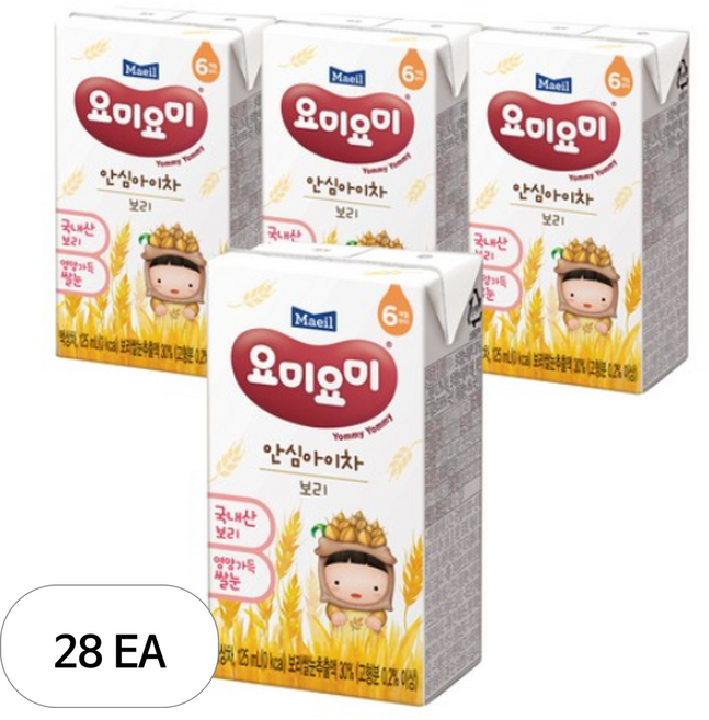 매일유업 요미요미 안심아이차 보리, 125ml, 28팩