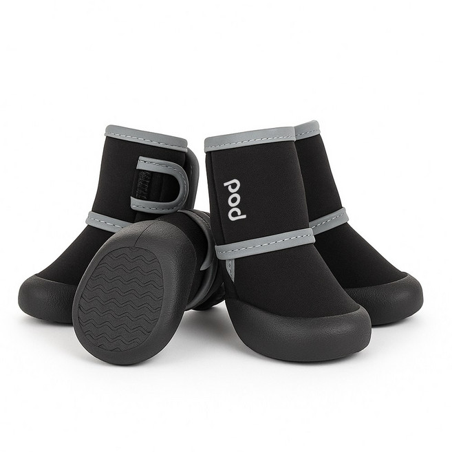 러너즈 라텍스 미끄럼방지 방수 진드기 걱정 없는 강아지신발 부츠, 블랙