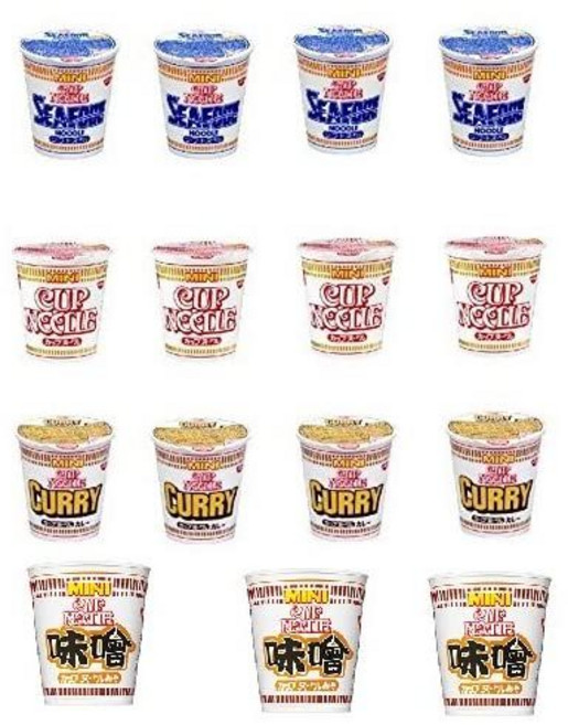닛신식품 컵누들 미니시리즈 4종 세트 15개입 누들맛 미니4개 카레맛4개 해산물맛 4개 된장맛 3개, 1개