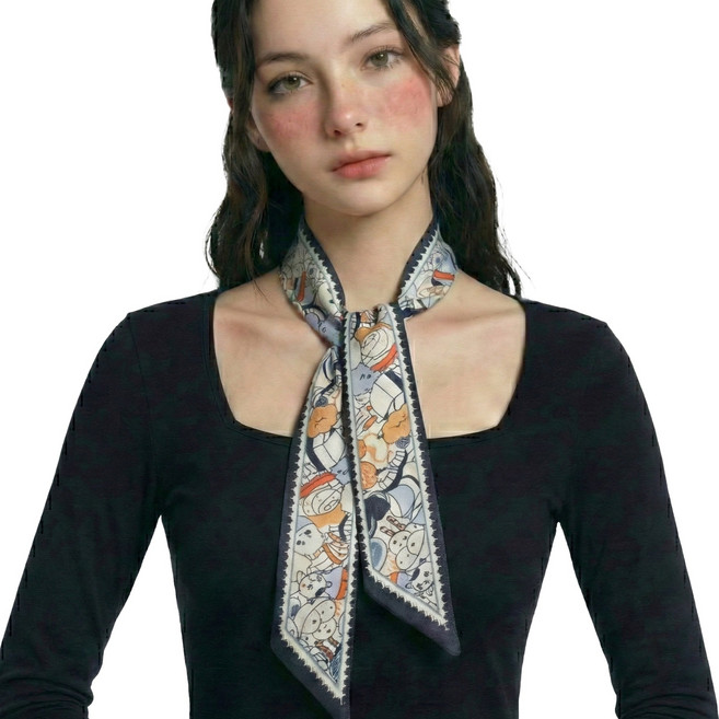 뮤트아웃 실키 슬림 쁘띠스카프 방도 여성 스카프