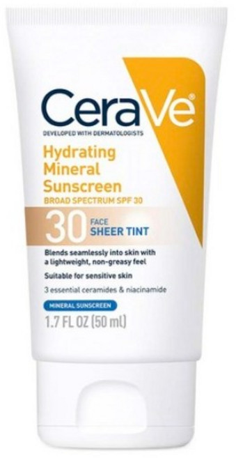 세라비 하이드레이팅 미네랄 선스크린 페이스 시어 틴트, 1개, 50ml