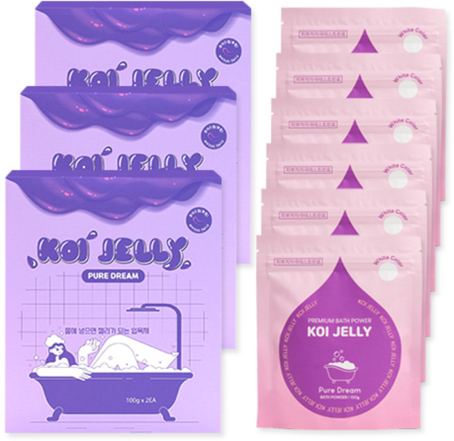 젤리 입욕제 슬라임 목욕놀이 커플 입욕젤 호캉스-코이젤리 1BOX ( ), 퓨어드림(투명), 3개, 200g