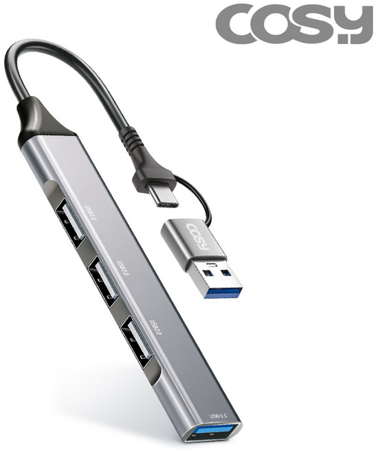 USB허브 멀티 4포트 C타입 포함 듀얼 커넥트 데이터전송 UH4094CA, 1개