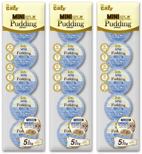 더캣츠 고양이용 미니푸딩 참치 125g, 참치 + 연어 혼합맛, 3개 - 쿠팡