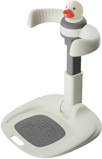 寶寶站立洗澡輔助器可摺疊嬰兒洗澡盆沐浴臺洗澡架寶寶洗屁屁神器, 1個, 鴨子款-灰色:如圖